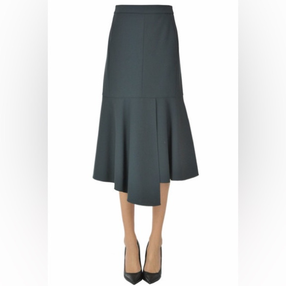Tibi Asymmetric Midi Skirt Ruffle Hem Business Casual Evening Flattering